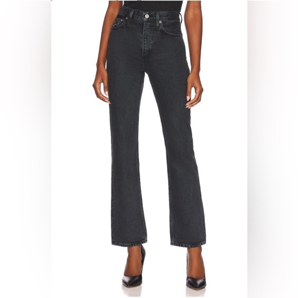 AGOLDE High Rise Vintage Boot Jeans Percolate Dark Grey Distressed Black - Picture 16 of 16